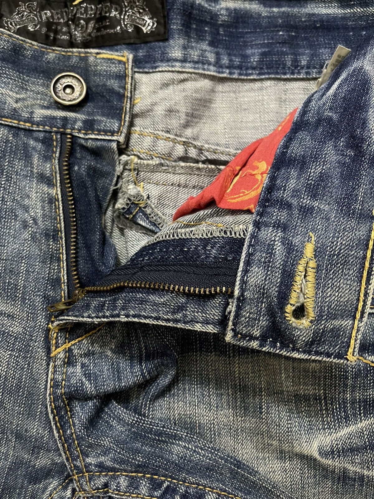 Japanese Brand × Kapital GRAILED🔥Special Edition Red Pepper Distressed Denim Jeans Size US 30 / EU 46 - 8 Thumbnail
