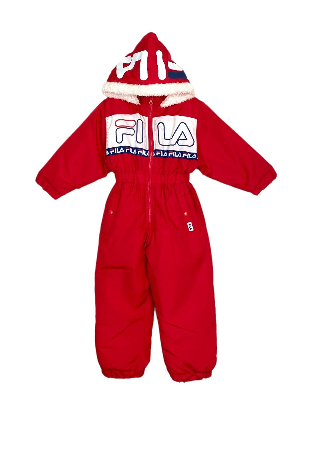 image of Fila Ski Hoodie Overall Big Logo For Kids in Red (Size 26)