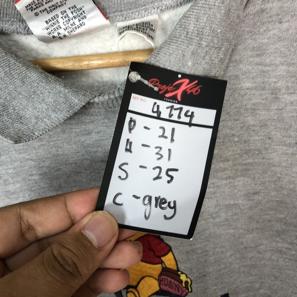 Disney × Mickey Mouse Pooh disney Grey Sweatshirt #4774 Size M / US 6-8 / IT 42-44 - 7 Thumbnail
