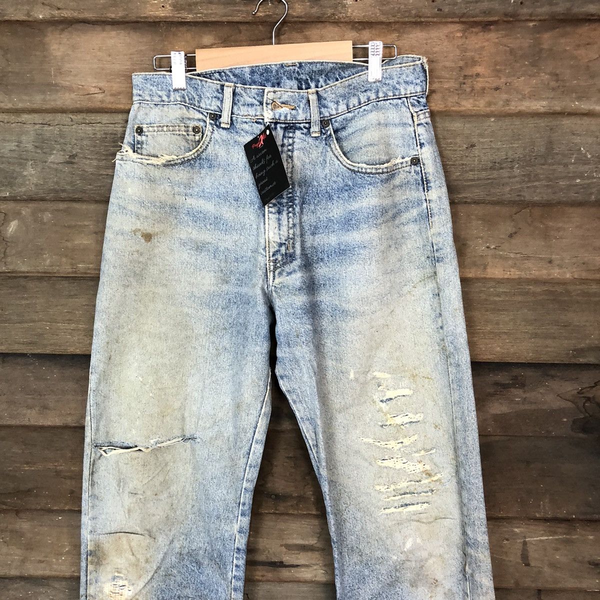 Japanese Brand Superior Three P.A.L blue Distreesed Denim Pants #4658 Size US 29 - 2 Thumbnail
