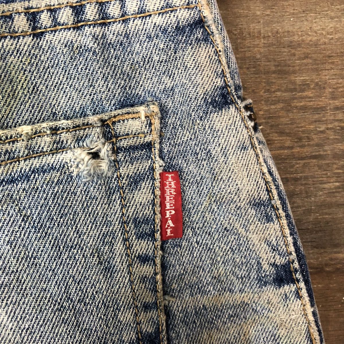 Japanese Brand Superior Three P.A.L blue Distreesed Denim Pants #4658 Size US 29 - 17 Thumbnail