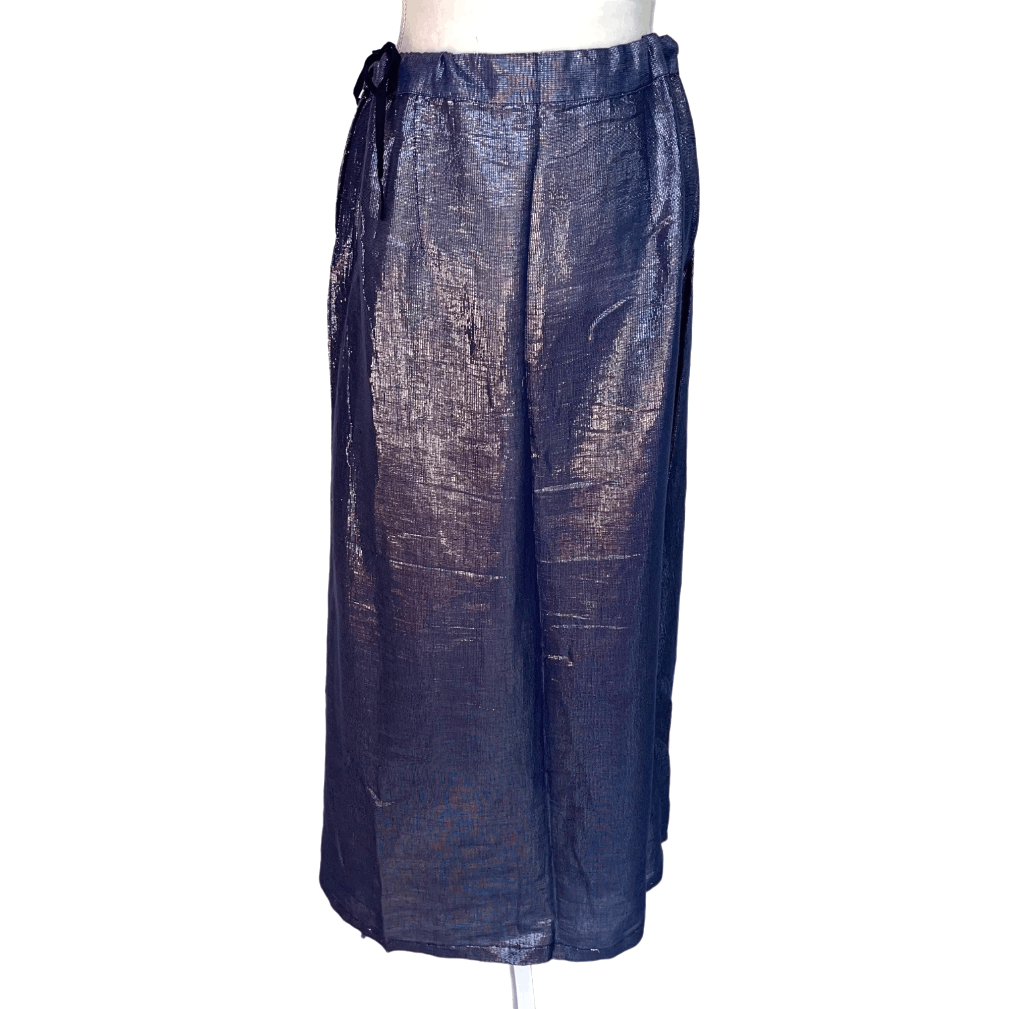 Vintage Womens Maxi Skirt Purple Medium Metallic Festival