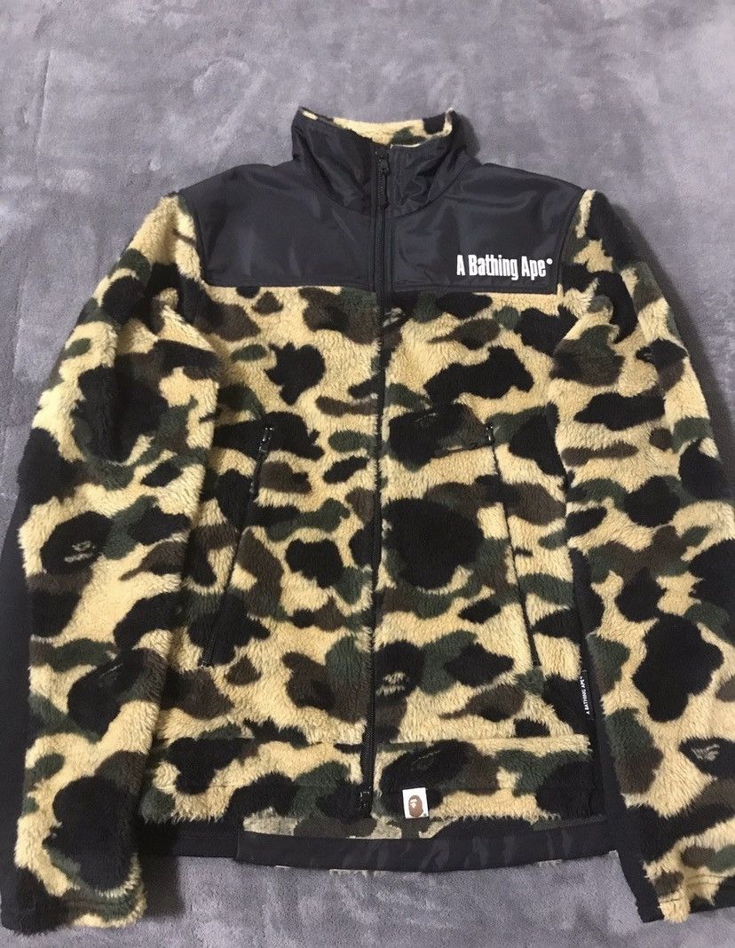 Bape Bape Yellow Boa Fleece Jacket | Grailed