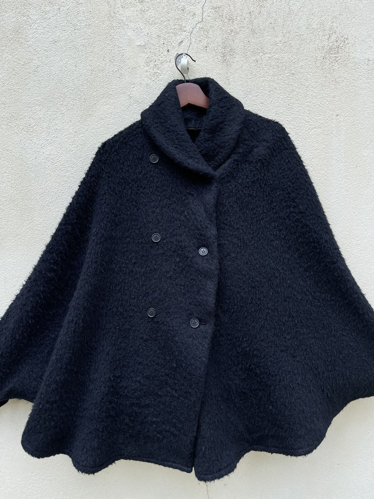 Etro × Vintage 🖤Vintage Black ETRO MOHAIR ALPACA PONCHO JACKET RUNWAY Size M / US 6-8 / IT 42-44 - 7 Thumbnail
