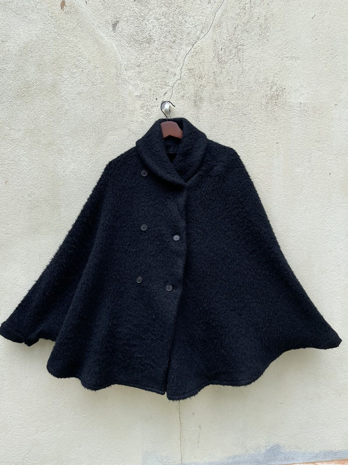 Etro × Vintage 🖤Vintage Black ETRO MOHAIR ALPACA PONCHO JACKET RUNWAY Size M / US 6-8 / IT 42-44 - 10 Thumbnail