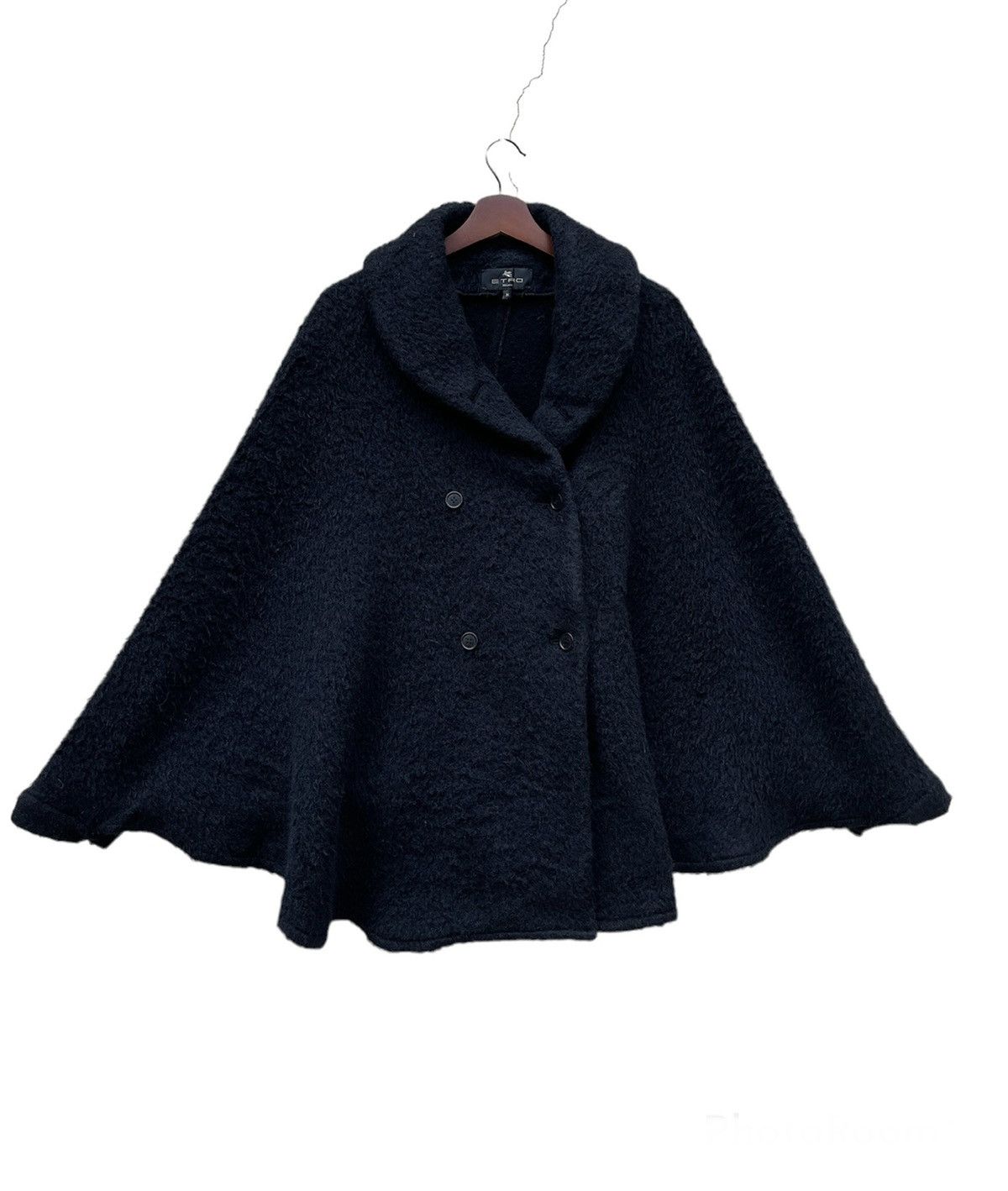 Etro × Vintage 🖤Vintage Black ETRO MOHAIR ALPACA PONCHO JACKET RUNWAY Size M / US 6-8 / IT 42-44 - 1 Thumbnail