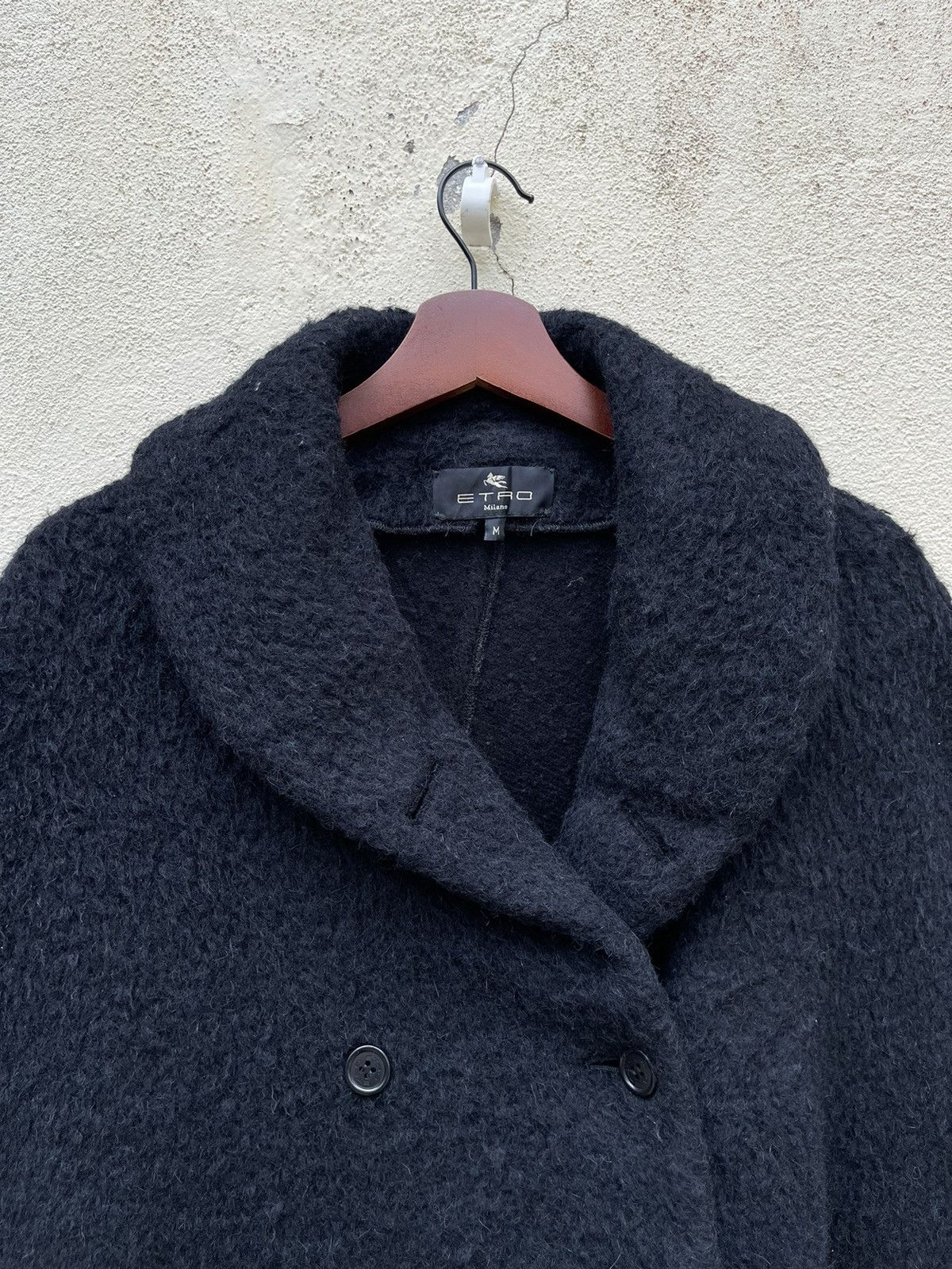 Etro × Vintage 🖤Vintage Black ETRO MOHAIR ALPACA PONCHO JACKET RUNWAY Size M / US 6-8 / IT 42-44 - 5 Thumbnail