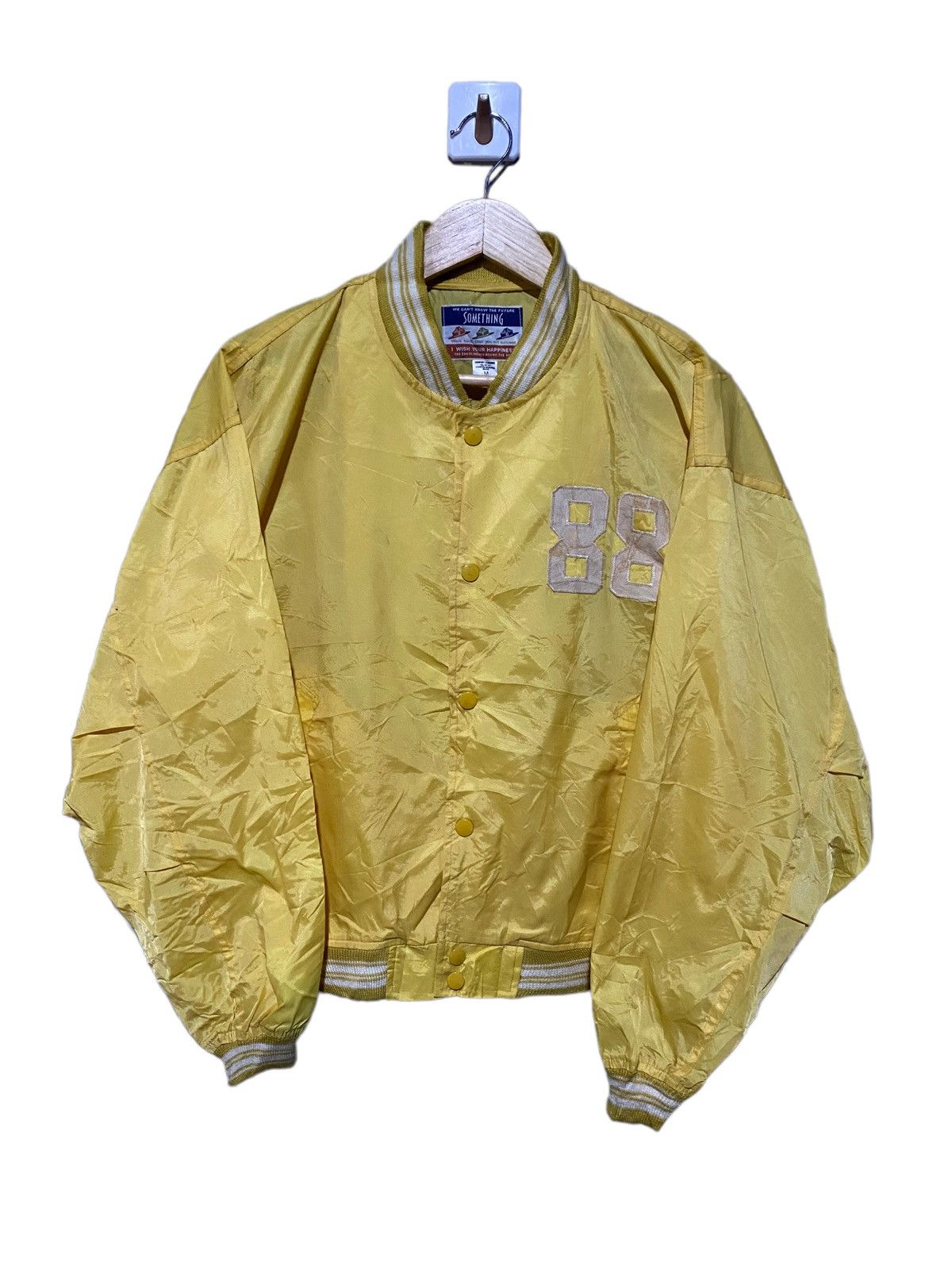 Vintage Vintage 80s Something Sports Varsity Jacket – Yellow Bomber Size US M / EU 48-50 / 2 - 2 Thumbnail