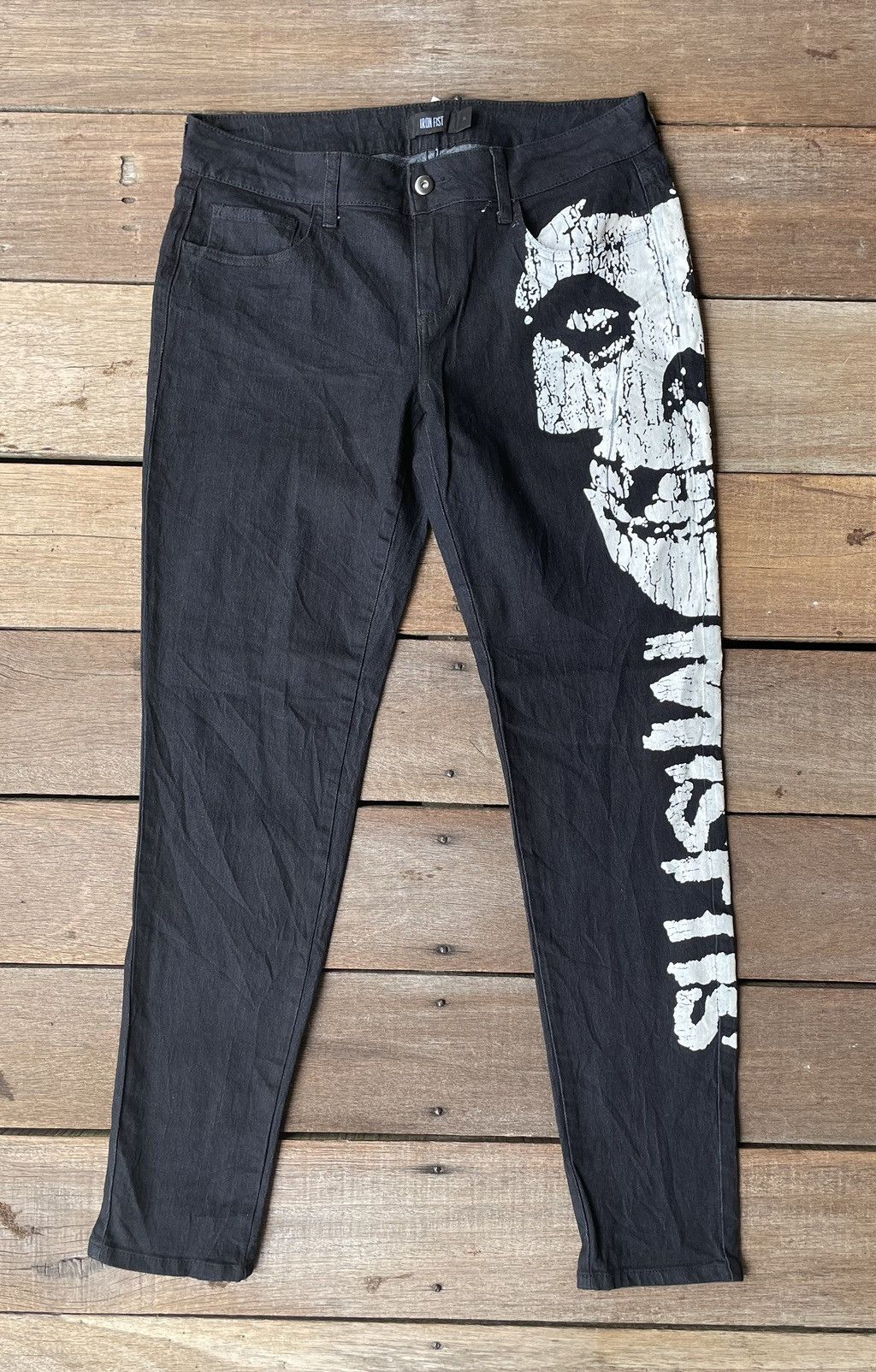 Iron Fist × Misfits × Vintage Misfits Overprint Blue Black Jeans Size US 32 / EU 48 - 1 Thumbnail