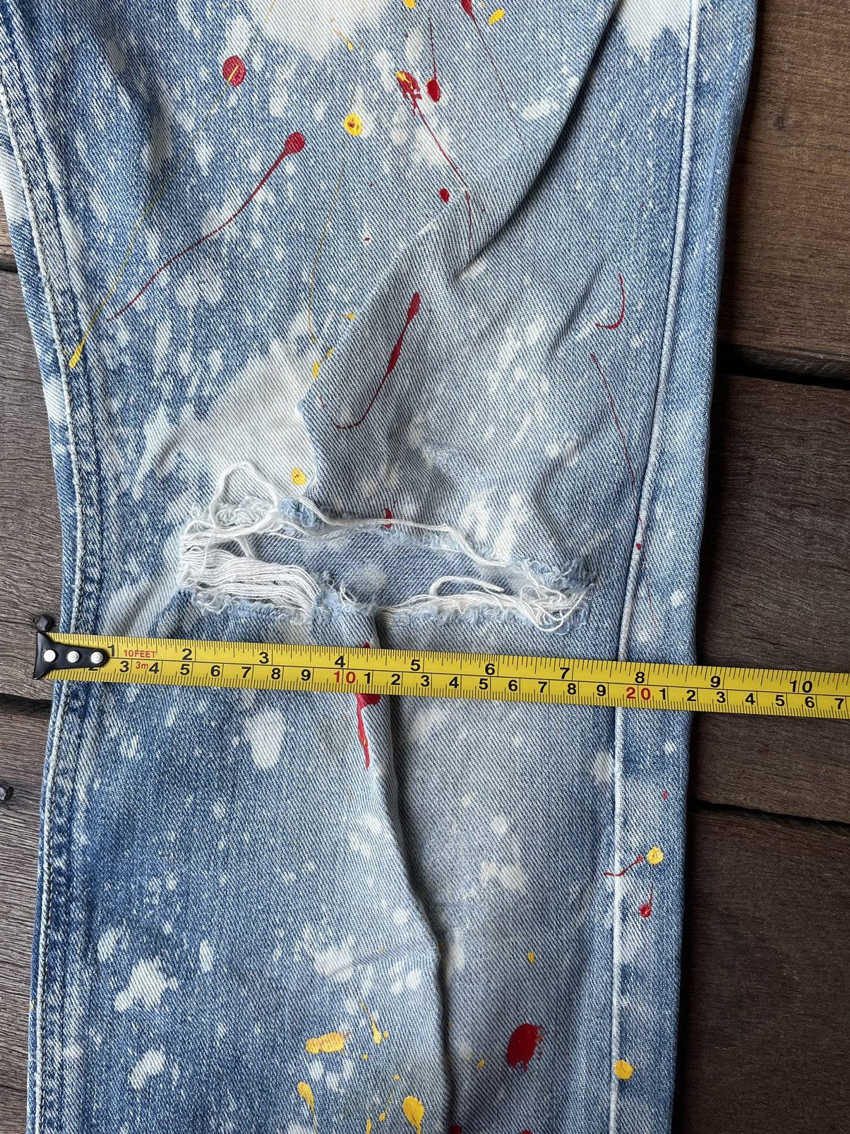 Lee Vintage Lee Custom Paint Distressed Denim Light Blue Size US 30 / EU 46 - 9 Thumbnail