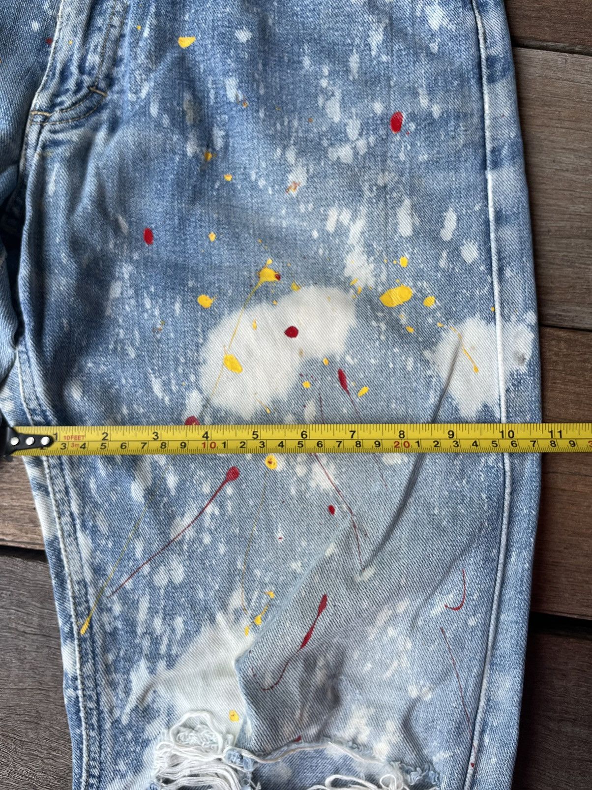 Lee Vintage Lee Custom Paint Distressed Denim Light Blue Size US 30 / EU 46 - 10 Thumbnail