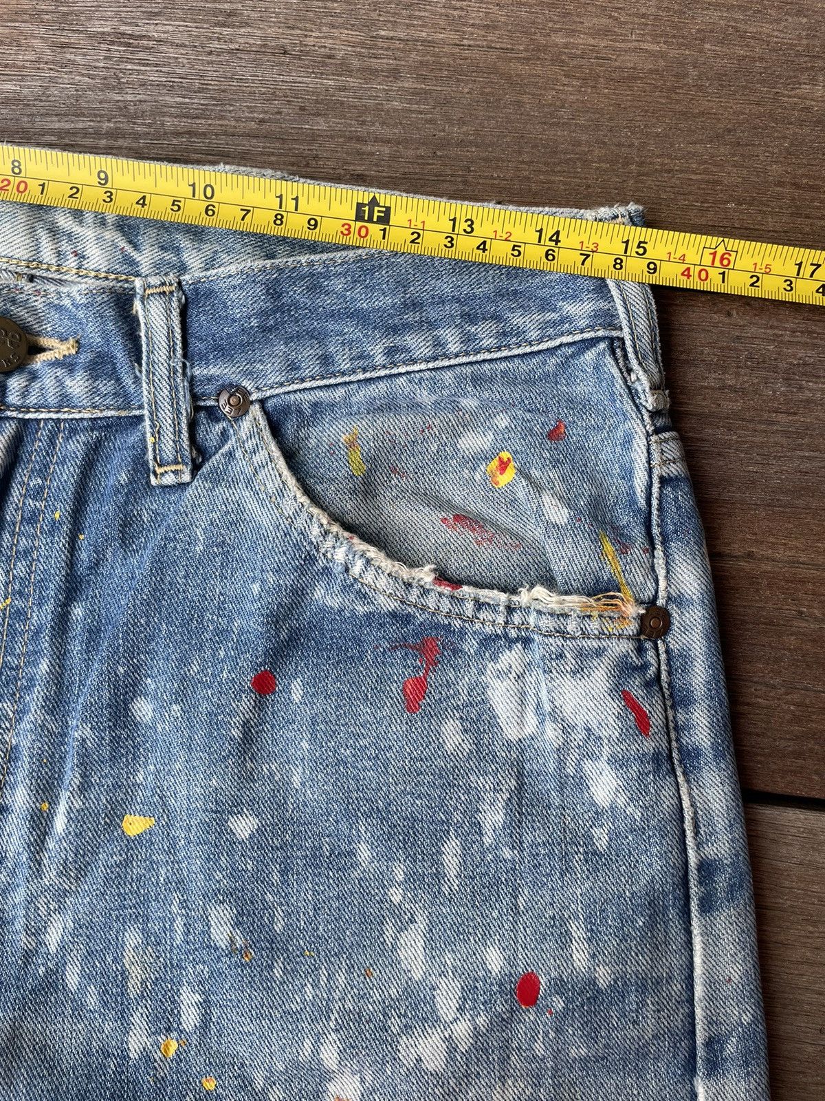 Lee Vintage Lee Custom Paint Distressed Denim Light Blue Size US 30 / EU 46 - 13 Thumbnail