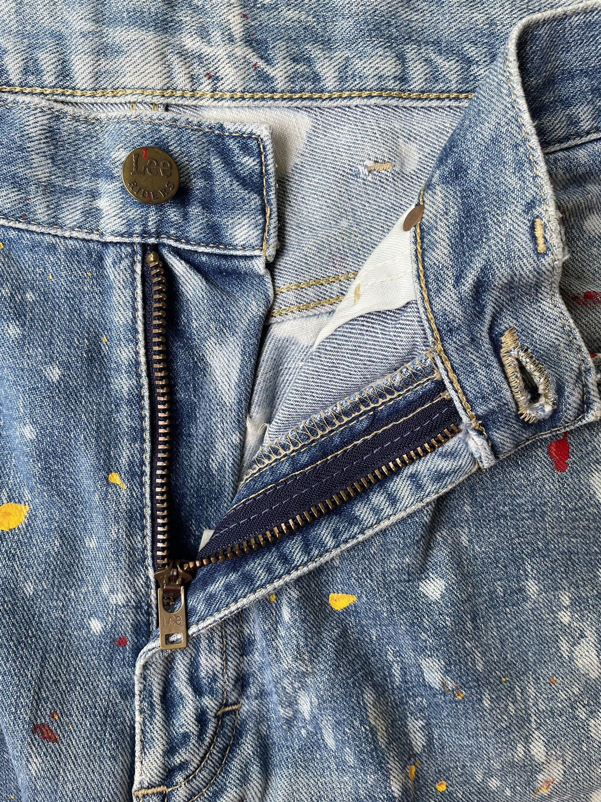 Lee Vintage Lee Custom Paint Distressed Denim Light Blue Size US 30 / EU 46 - 4 Thumbnail