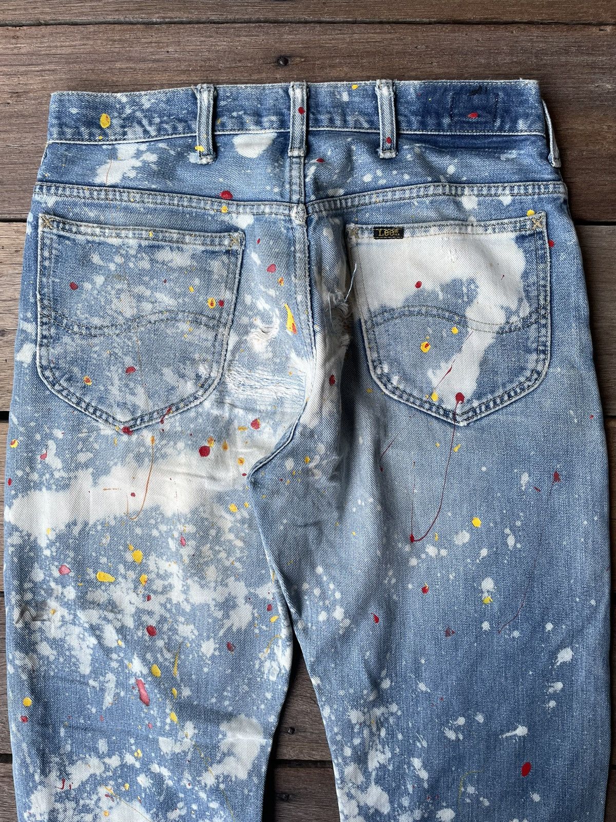 Lee Vintage Lee Custom Paint Distressed Denim Light Blue Size US 30 / EU 46 - 3 Thumbnail