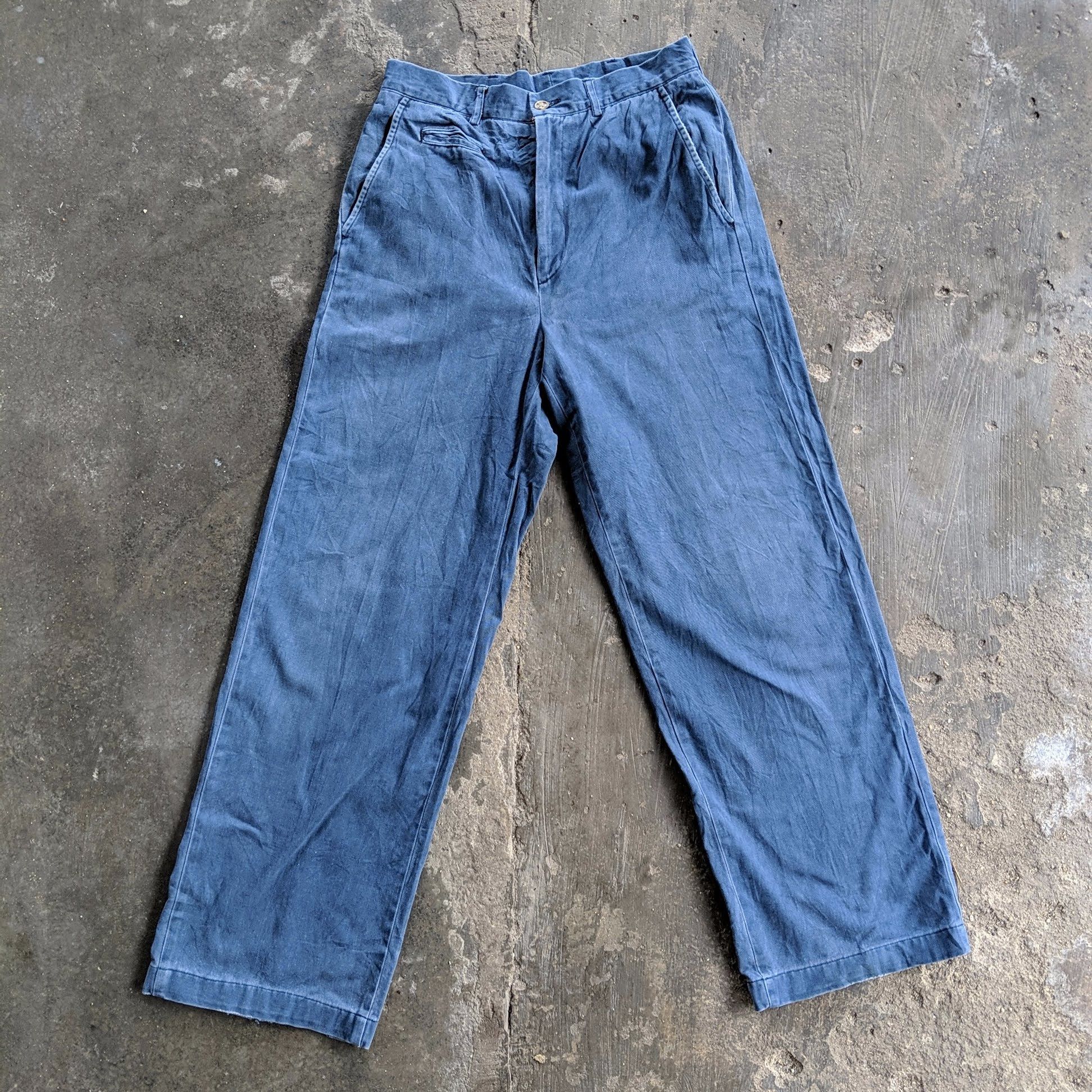 Japanese Brand × Vintage Vintage Japanese Blue Straight Trousers Casual Pants Size US 27 - 1 Thumbnail