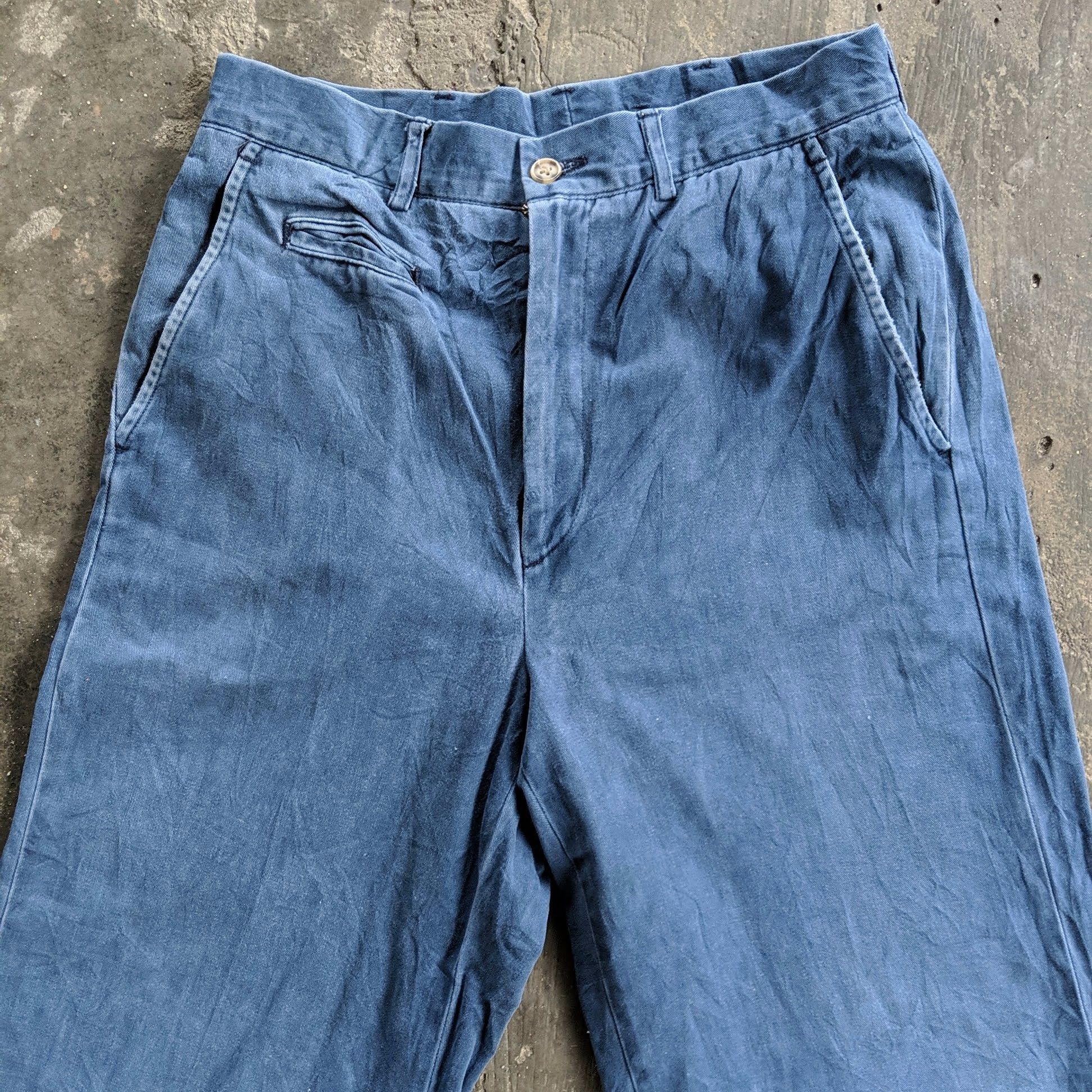 Japanese Brand × Vintage Vintage Japanese Blue Straight Trousers Casual Pants Size US 27 - 2 Thumbnail