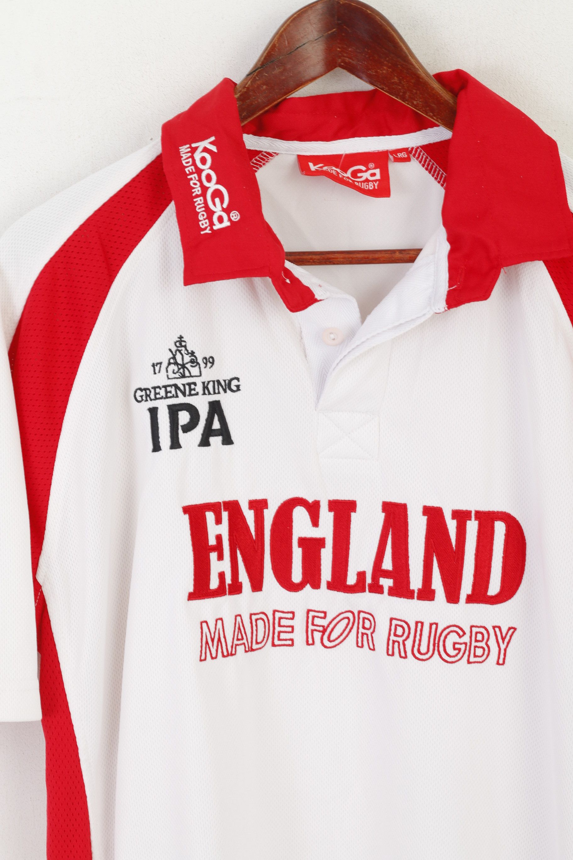 Vintage Kooga Men L Polo Shirt White Red England Rugby 3764 Size US L / EU 52-54 / 3 - 2 Thumbnail