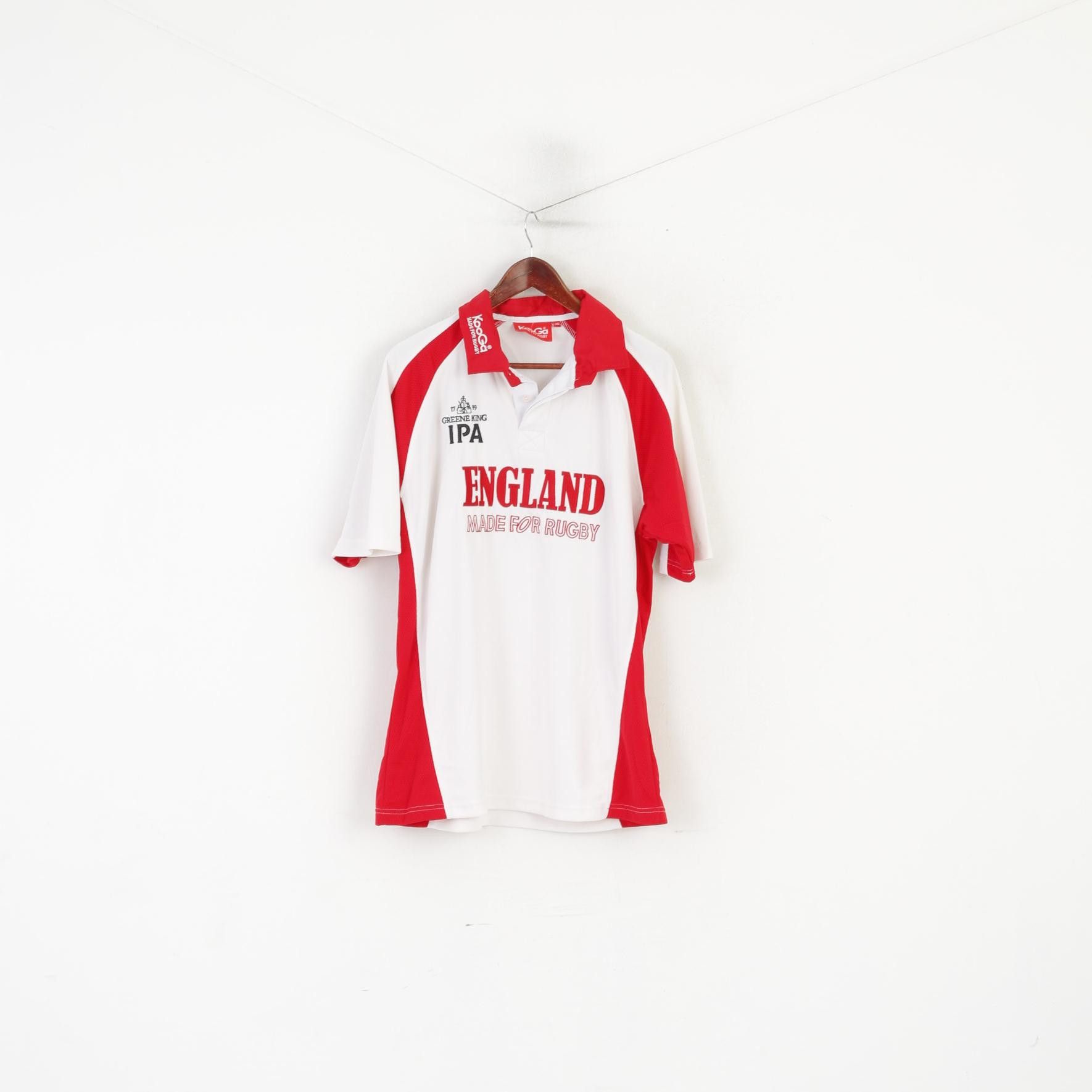 Vintage Kooga Men L Polo Shirt White Red England Rugby 3764 Size US L / EU 52-54 / 3 - 1 Thumbnail