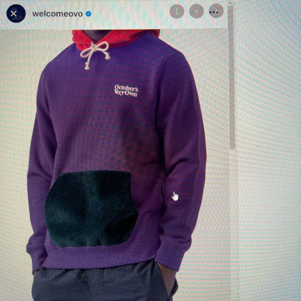 October's Very Own OVO Familia Corduroy hoodie purple/orange/green Size US L / EU 52-54 / 3 - 4 Thumbnail