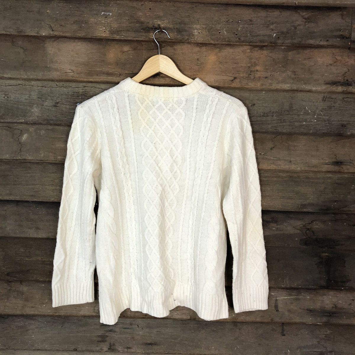Aran Isles Knitwear Back Number White Knitwear #5150 Size L / US 10 / IT 46 - 10 Thumbnail