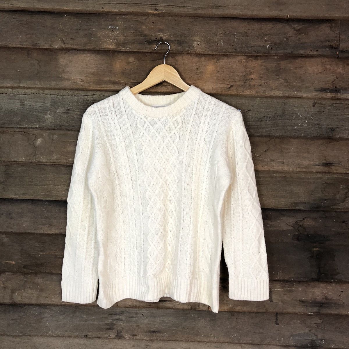 Aran Isles Knitwear Back Number White Knitwear #5150 Size L / US 10 / IT 46 - 1 Thumbnail