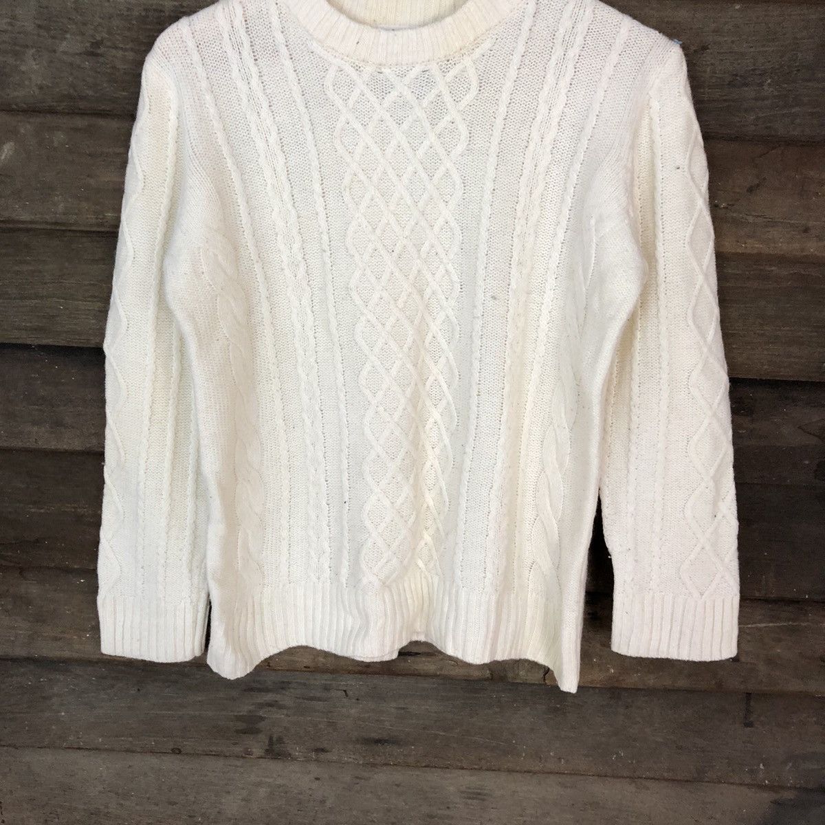 Aran Isles Knitwear Back Number White Knitwear #5150 Size L / US 10 / IT 46 - 3 Thumbnail