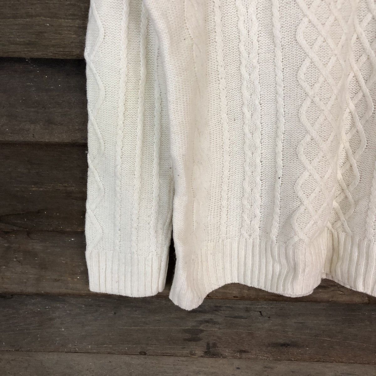 Aran Isles Knitwear Back Number White Knitwear #5150 Size L / US 10 / IT 46 - 4 Thumbnail