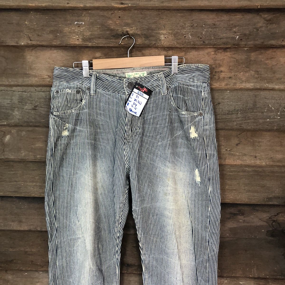 Japanese Brand Pinnee Grey stripe Casual Pants #5112 Size US 32 / EU 48 - 2 Thumbnail