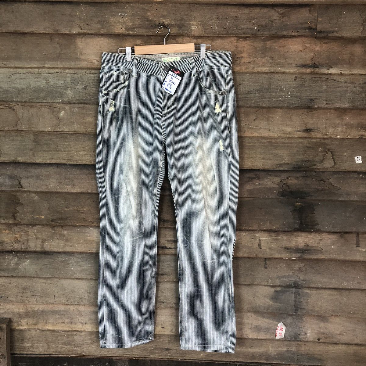 Japanese Brand Pinnee Grey stripe Casual Pants #5112 Size US 32 / EU 48 - 1 Thumbnail