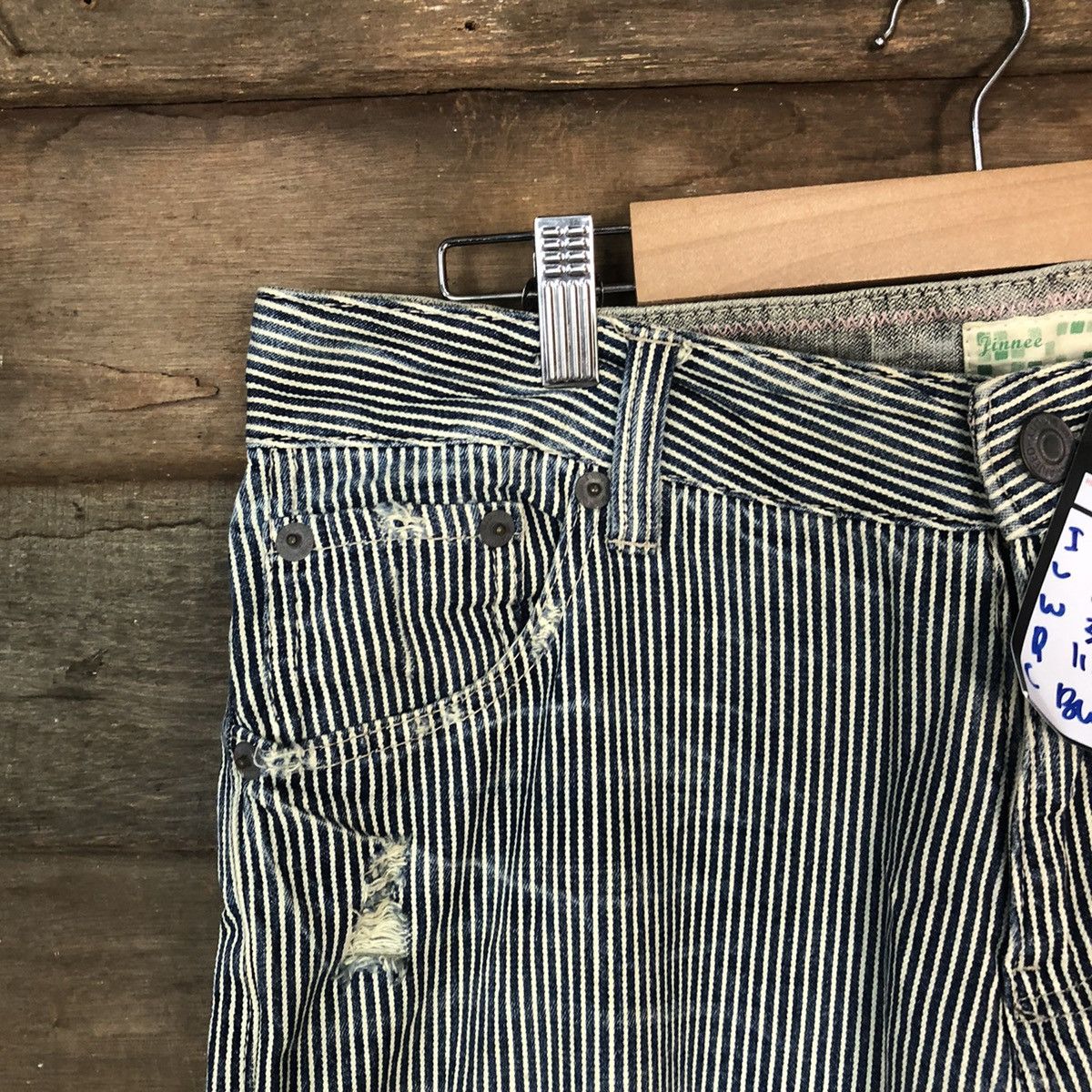 Japanese Brand Pinnee Grey stripe Casual Pants #5112 Size US 32 / EU 48 - 4 Thumbnail