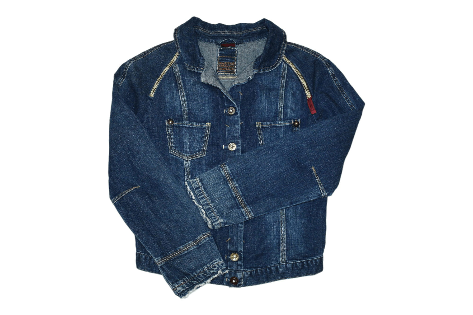 Marithe + Francois Girbaud Vintage Girbaud M+FG Cropped Distressed Denim Jacket Size S / US 4 / IT 40 - 1 Thumbnail