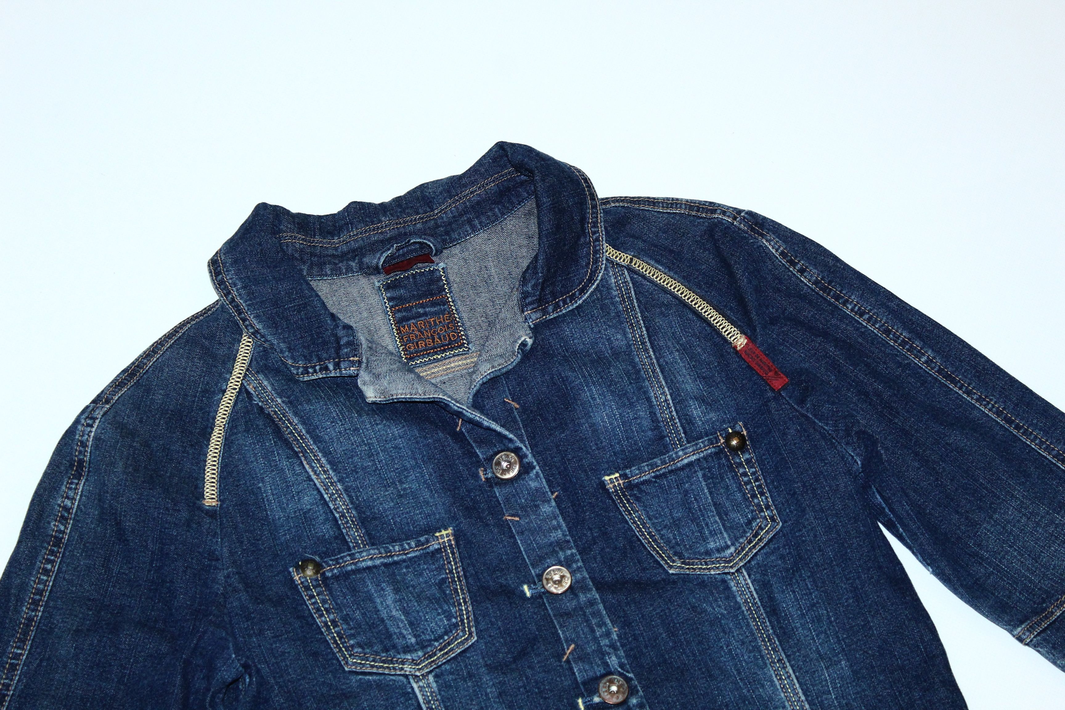 Marithe + Francois Girbaud Vintage Girbaud M+FG Cropped Distressed Denim Jacket Size S / US 4 / IT 40 - 3 Thumbnail