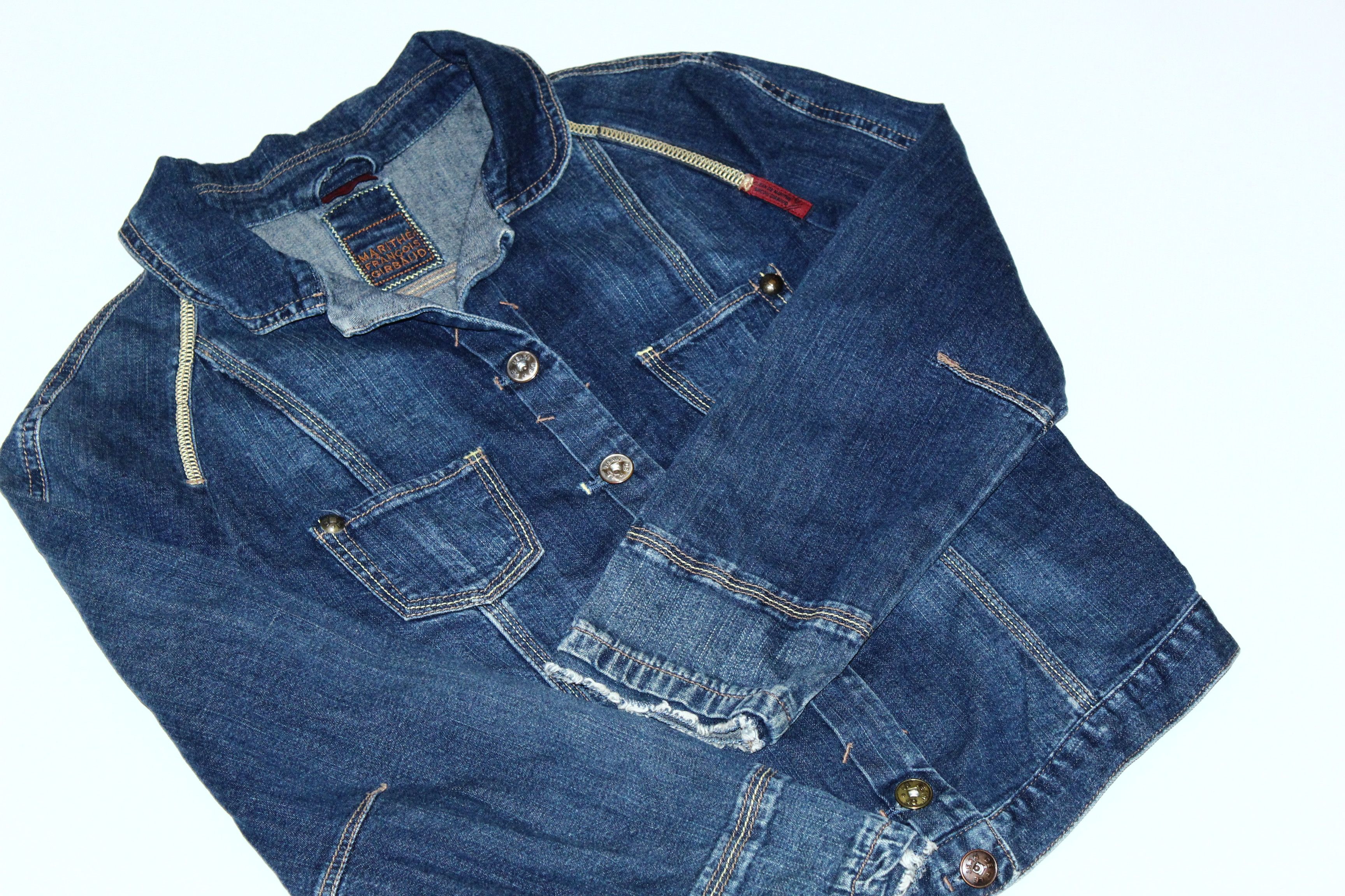 Marithe + Francois Girbaud Vintage Girbaud M+FG Cropped Distressed Denim Jacket Size S / US 4 / IT 40 - 5 Thumbnail