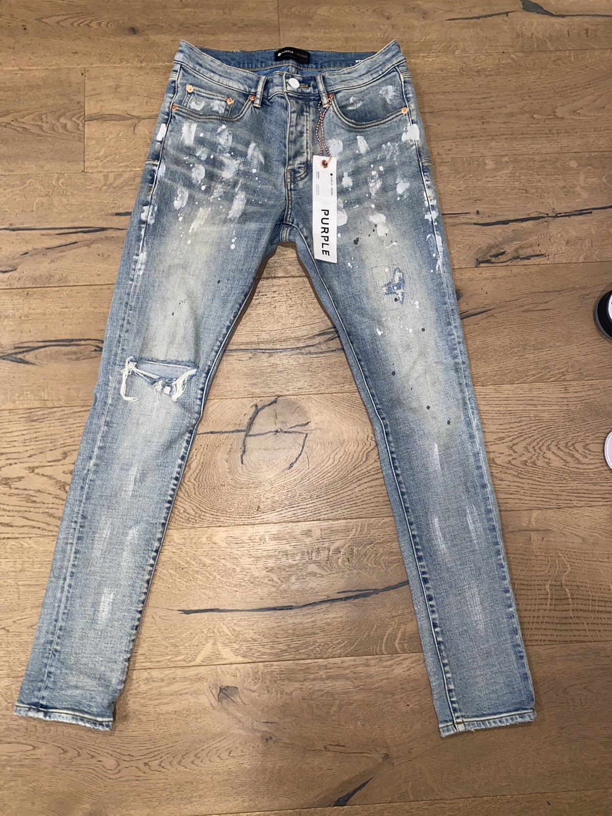 PURPLE BRAND JEANS P001-LIA LIGHT INDIGO PAINT BLOWOUT