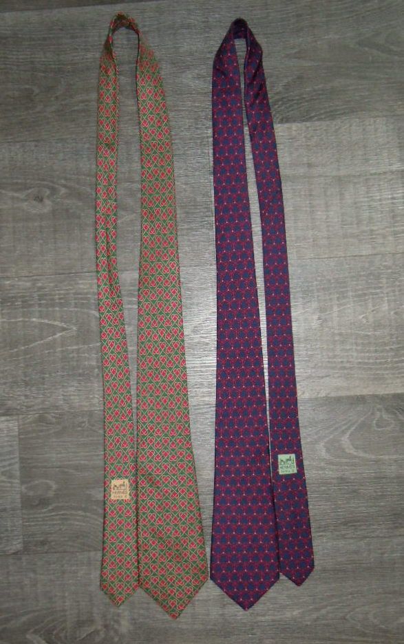 Hermes 2x Hermes Paris Silk Ties Set France Printed Multicolor Lux Size ONE SIZE - 3 Thumbnail