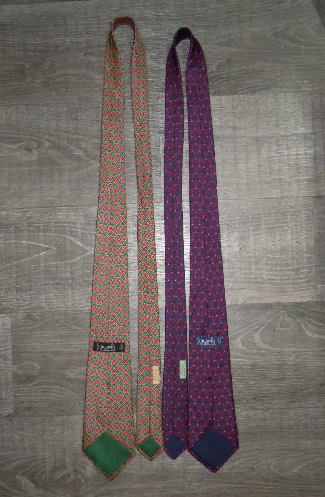 Hermes 2x Hermes Paris Silk Ties Set France Printed Multicolor Lux Size ONE SIZE - 4 Thumbnail
