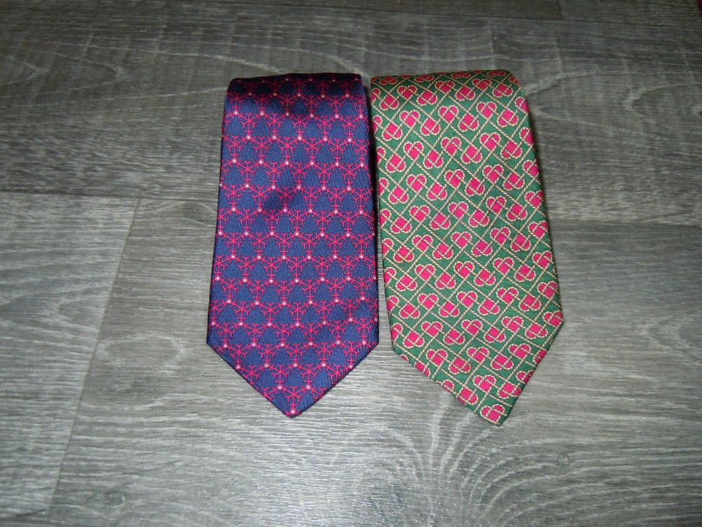 Hermes 2x Hermes Paris Silk Ties Set France Printed Multicolor Lux Size ONE SIZE - 2 Thumbnail