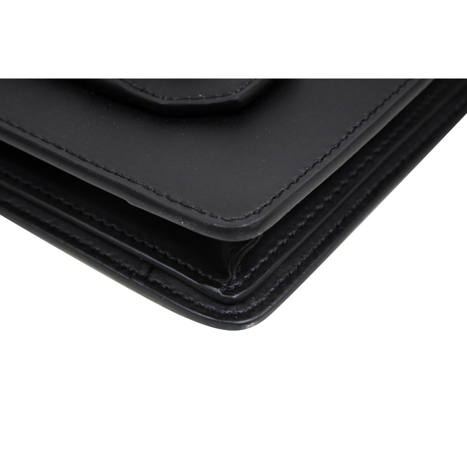 Fendi Pouch Black Leather Brown FF Logo Clutch Travel Bag Size ONE SIZE - 4 Thumbnail
