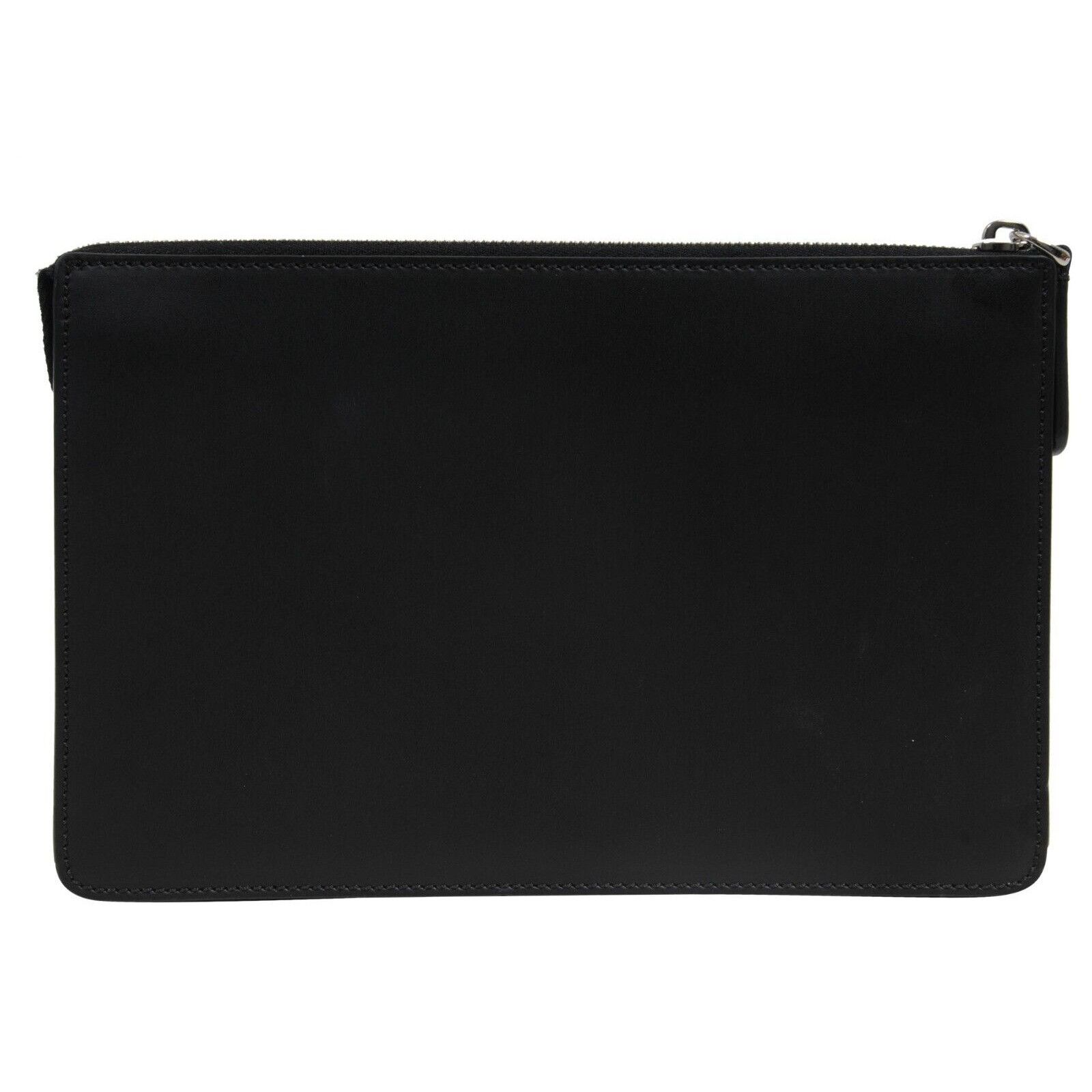 Fendi Pouch Black Leather Brown FF Logo Clutch Travel Bag Size ONE SIZE - 2 Thumbnail
