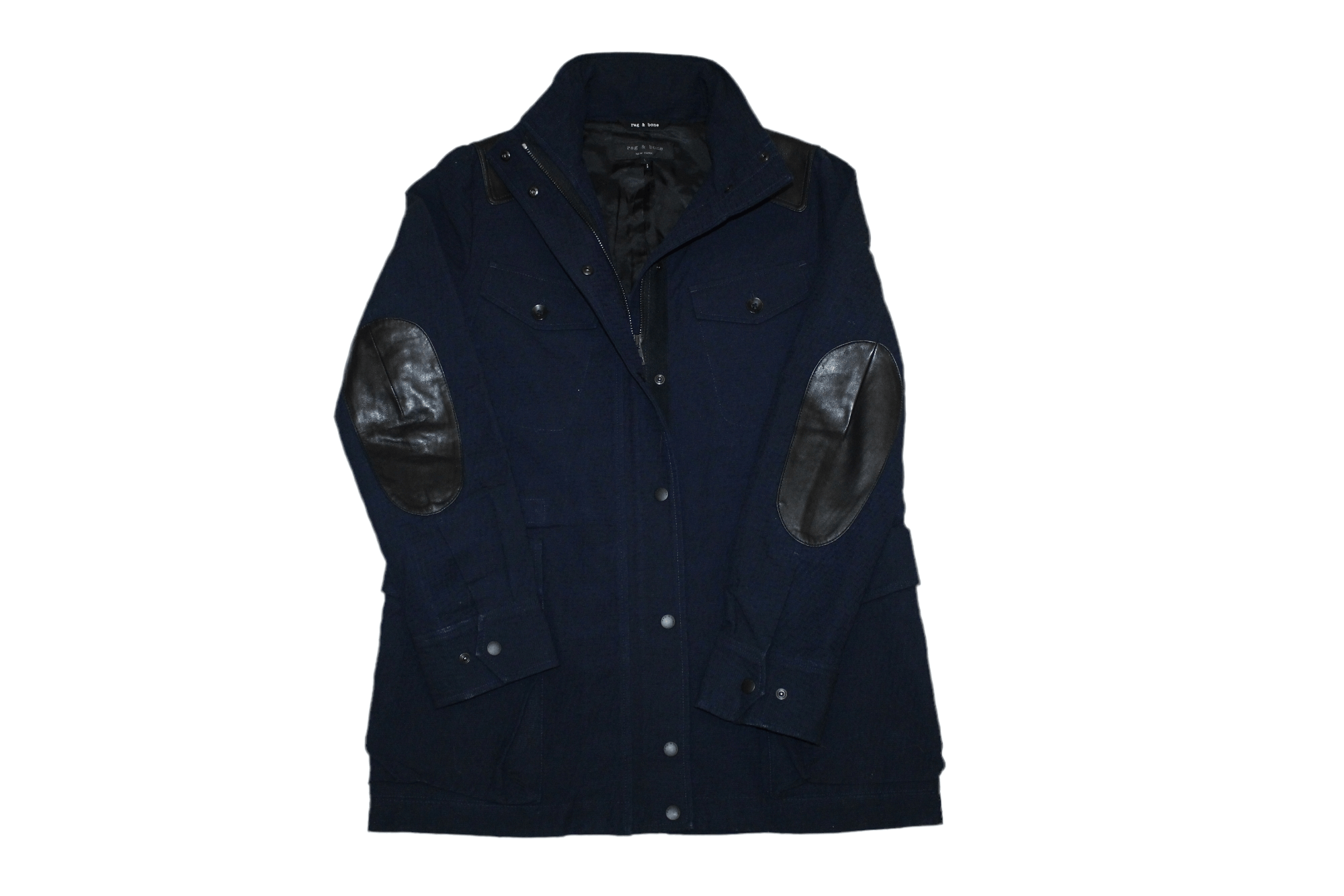 Rag & Bone Rag & Bone Woven Cotton Jacquard Jacket Leather Trim Size US M / EU 48-50 / 2 - 1 Thumbnail