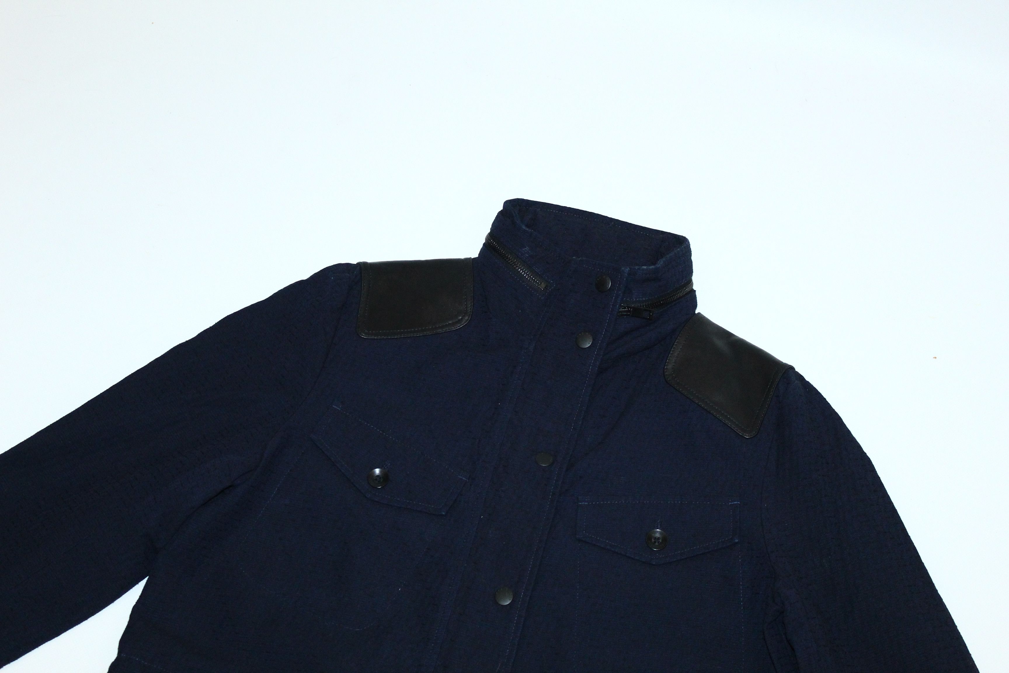 Rag & Bone Rag & Bone Woven Cotton Jacquard Jacket Leather Trim Size US M / EU 48-50 / 2 - 7 Thumbnail