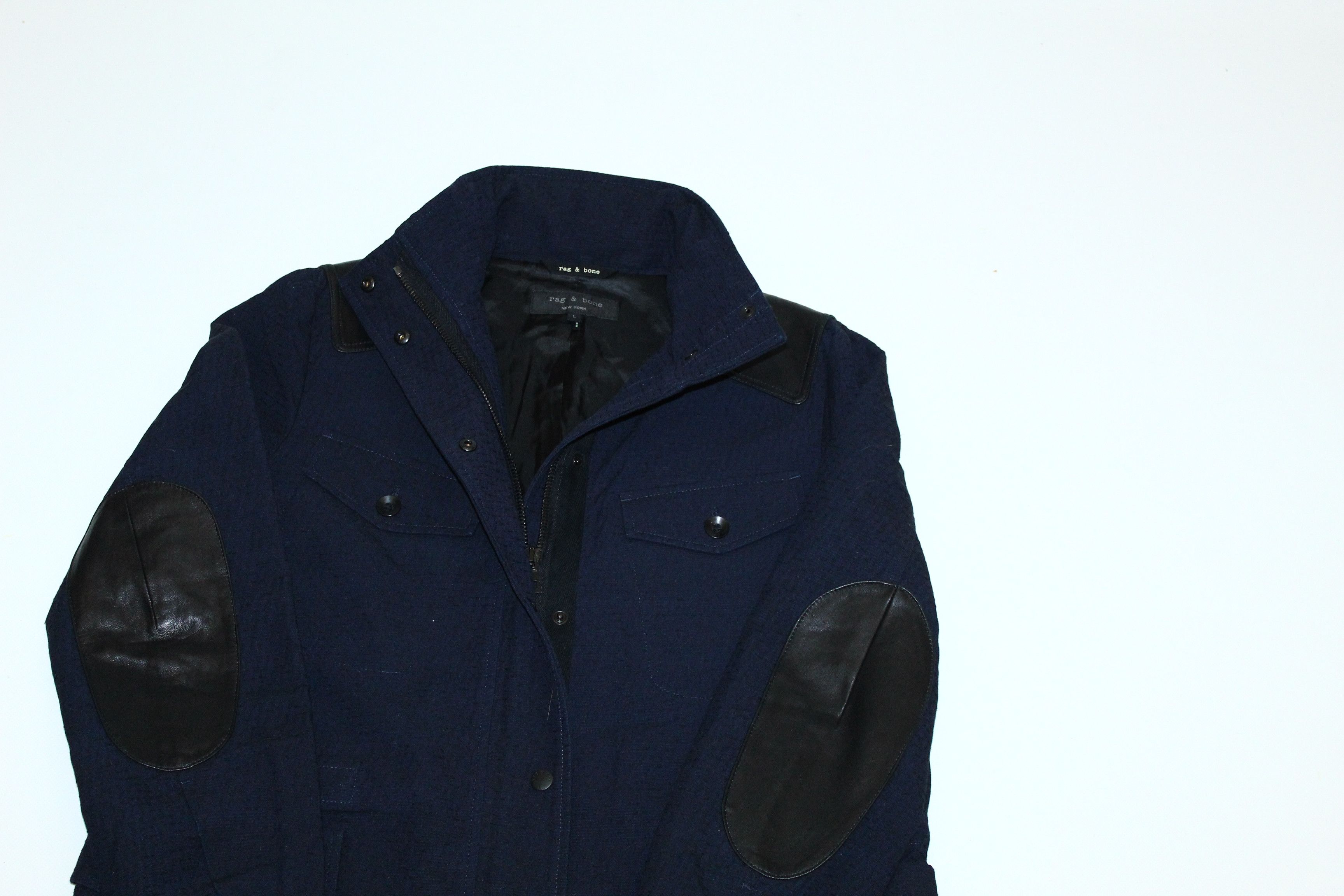 Rag & Bone Rag & Bone Woven Cotton Jacquard Jacket Leather Trim Size US M / EU 48-50 / 2 - 8 Thumbnail