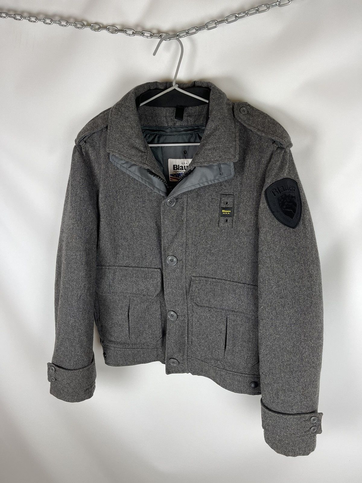 Other Blauer USA wool grey bomber jacket with removable lining Size US L / EU 52-54 / 3 - 2 Thumbnail