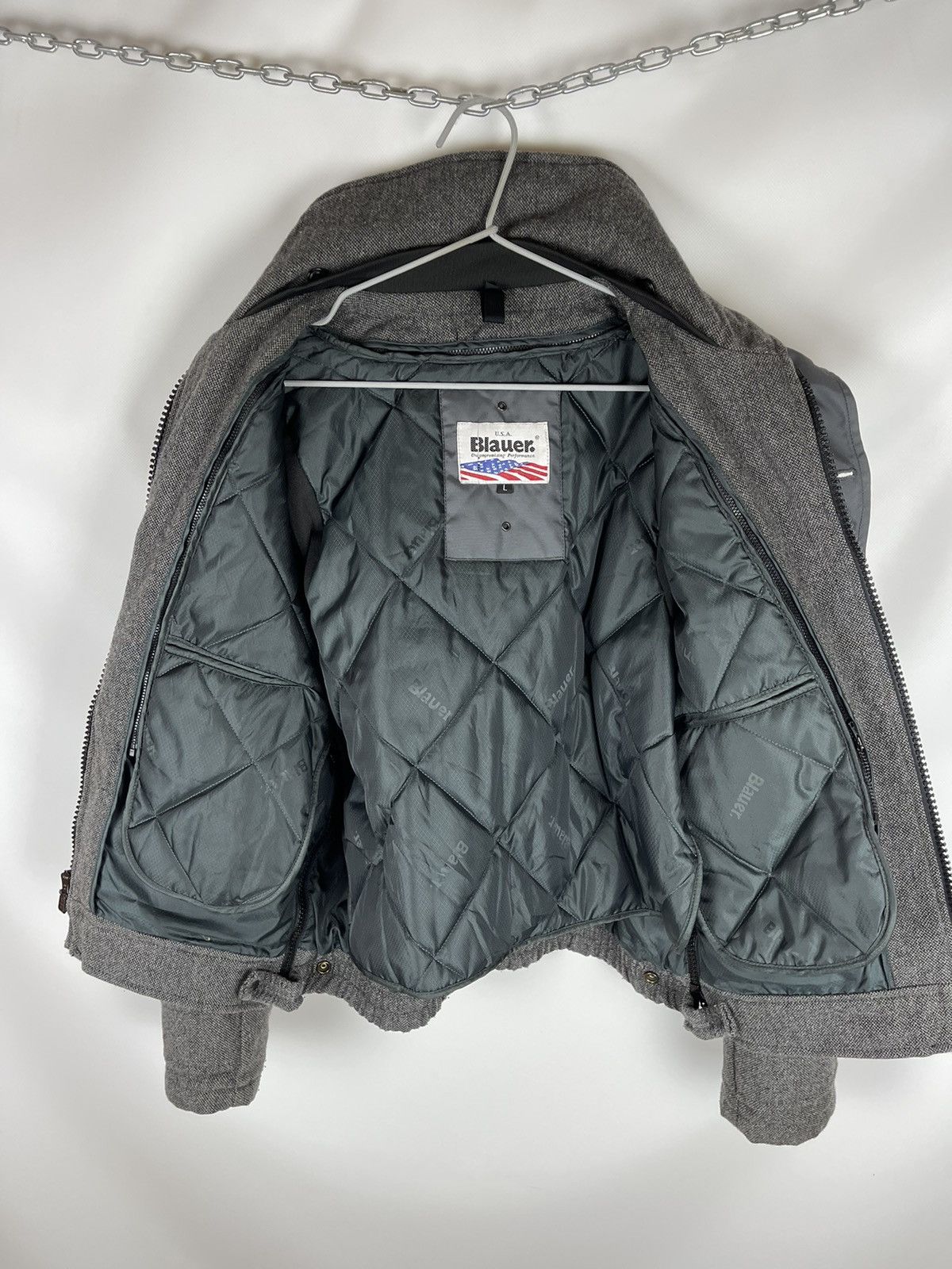 Other Blauer USA wool grey bomber jacket with removable lining Size US L / EU 52-54 / 3 - 15 Thumbnail