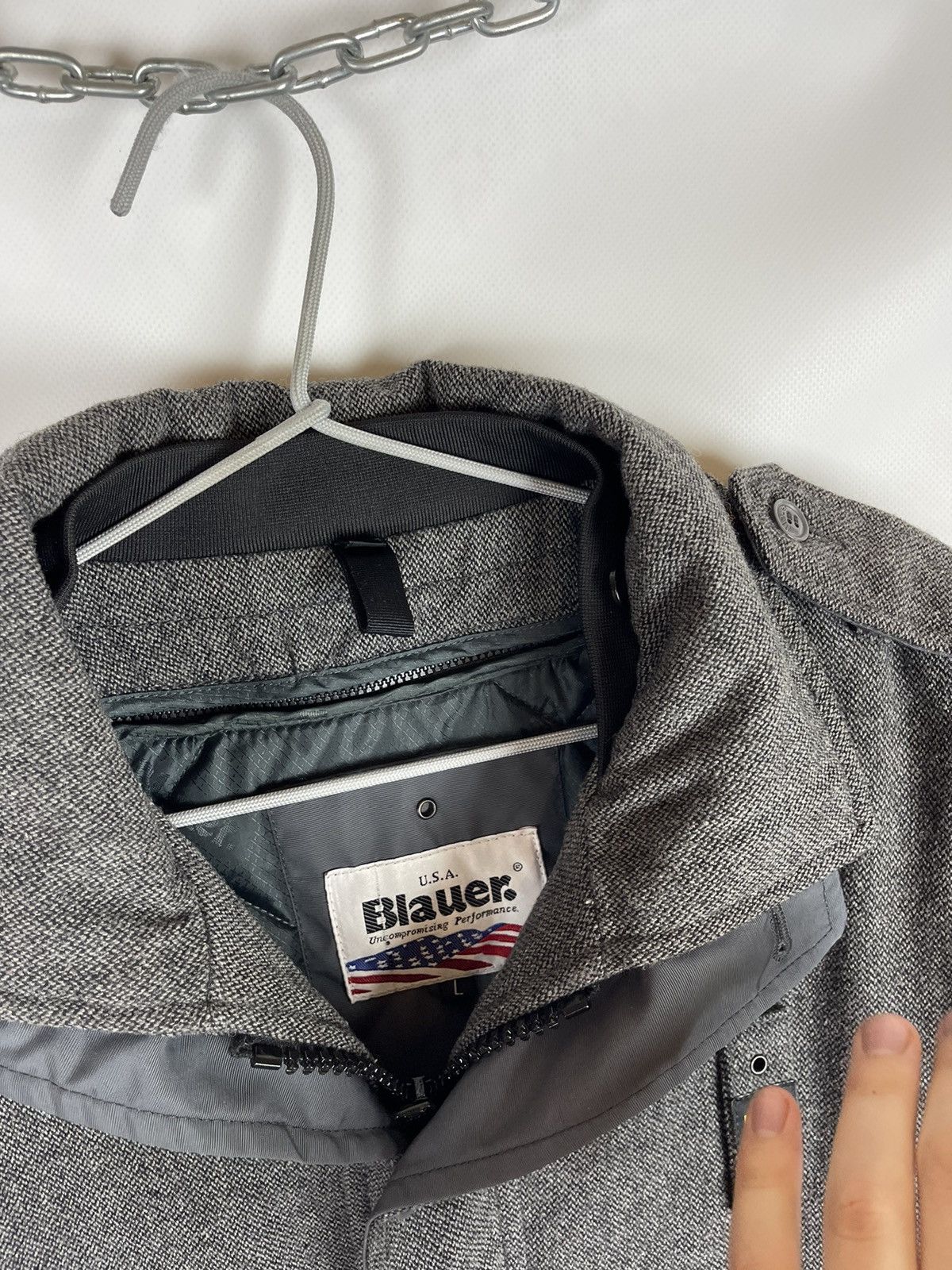 Other Blauer USA wool grey bomber jacket with removable lining Size US L / EU 52-54 / 3 - 6 Thumbnail