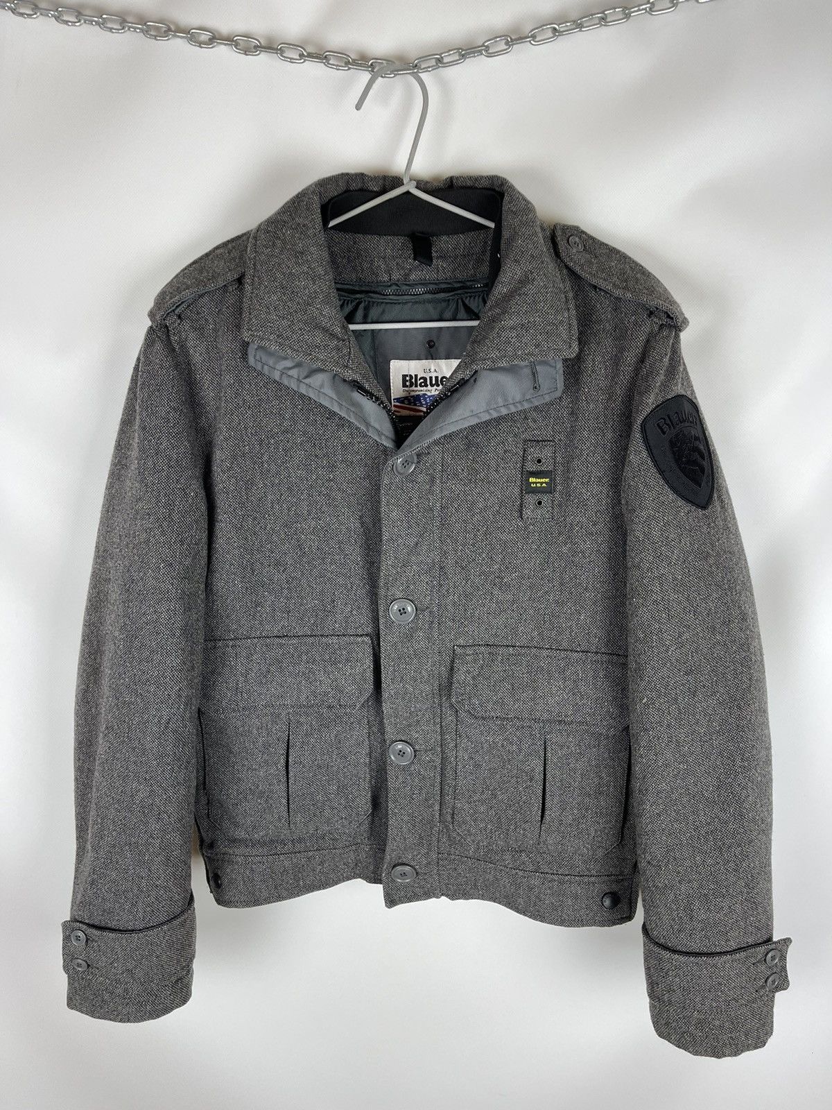Other Blauer USA wool grey bomber jacket with removable lining Size US L / EU 52-54 / 3 - 1 Thumbnail