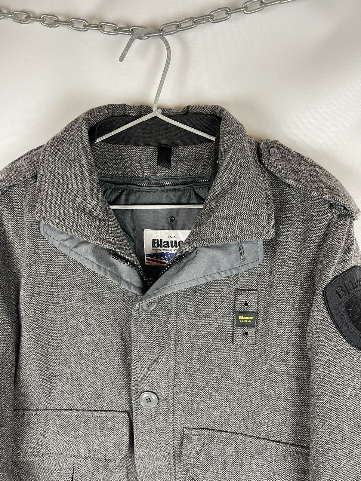Other Blauer USA wool grey bomber jacket with removable lining Size US L / EU 52-54 / 3 - 5 Thumbnail