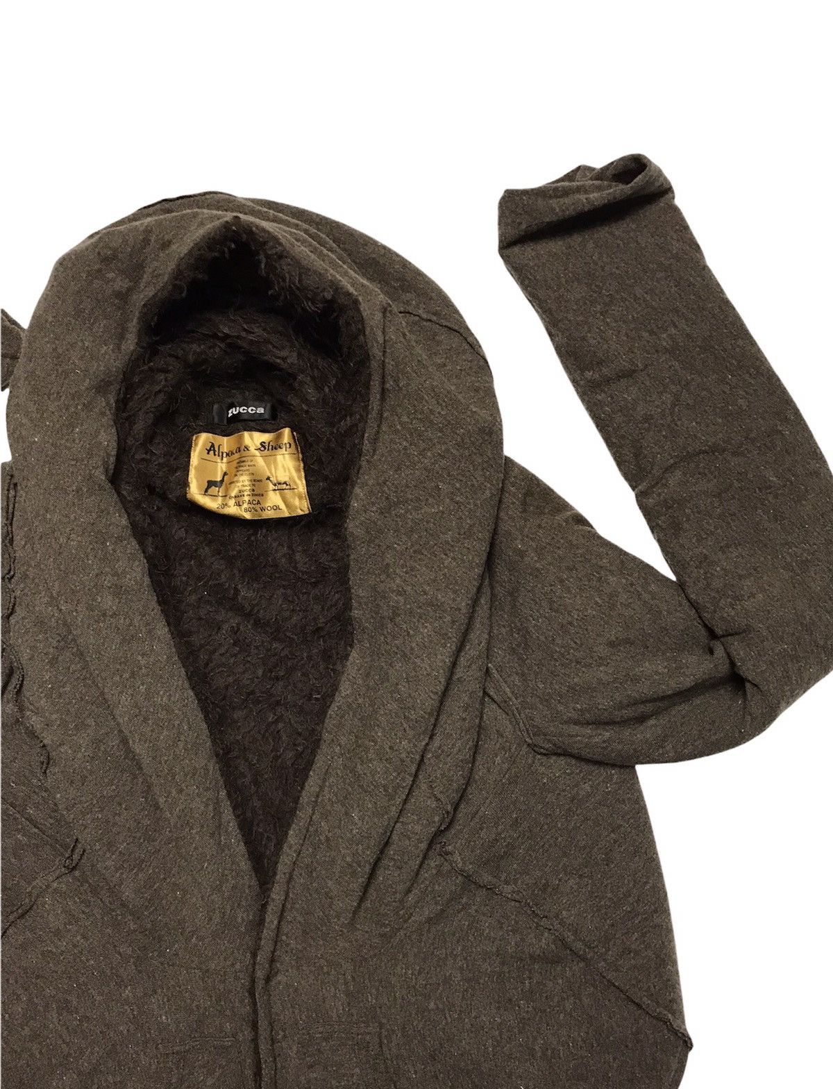 CABANE de ZUCCa × Issey Miyake Zucca Hoodie Wool Distressed Button Jacket Size US M / EU 48-50 / 2 - 2 Thumbnail