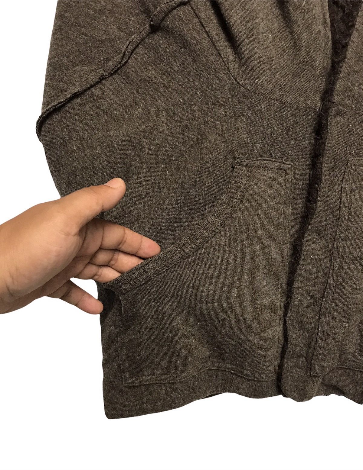 CABANE de ZUCCa × Issey Miyake Zucca Hoodie Wool Distressed Button Jacket Size US M / EU 48-50 / 2 - 3 Thumbnail
