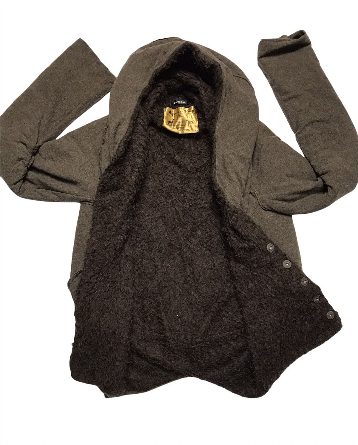 CABANE de ZUCCa × Issey Miyake Zucca Hoodie Wool Distressed Button Jacket Size US M / EU 48-50 / 2 - 4 Thumbnail